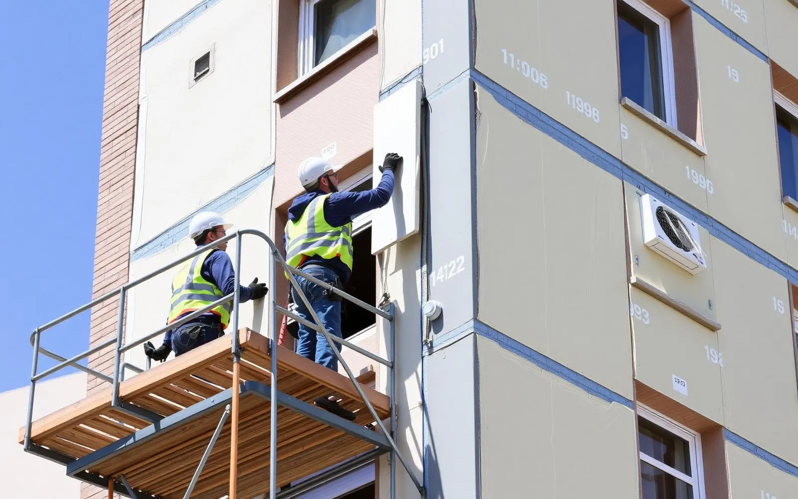 İstanbul'da apartman cephesine ısı yalıtım levhası uygulayan mantolama ekibi
